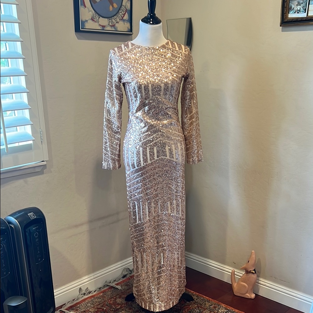 Elegant Sequin Long Sleeve Dress
